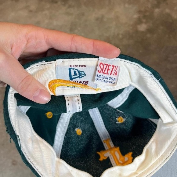 Vintage 80s Green and yellow wool baseball snapback hat - Picture 4 of 5